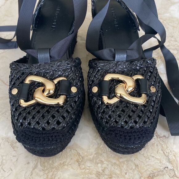 Aerosoles Scarlett Raffia Espadrille Wedge Sandal Ribbon Ankle Wrap Strap - Picture 11 of 15